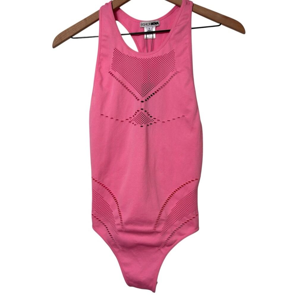 FASHION NOVA FINEST HOUR WOMEN PINK BODYSUIT STRETCHY MATERIAL SIZE SMALL NEW